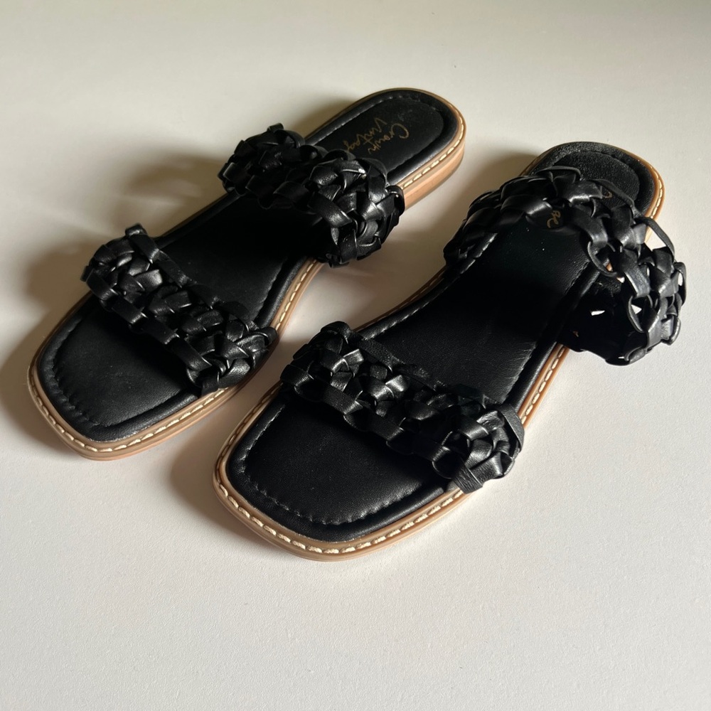 Crown Vintage Oleya Leather Double Braided Strap Sandals
